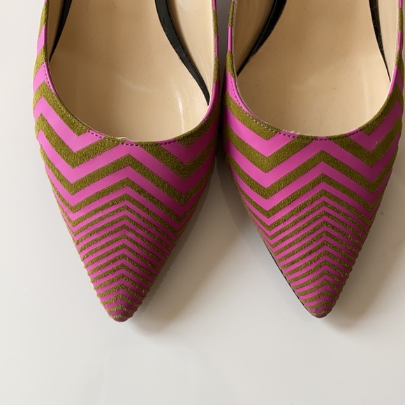 Nihcolas Kirkwood Suede Pink & Olive green heels. - Picture 3 of 16